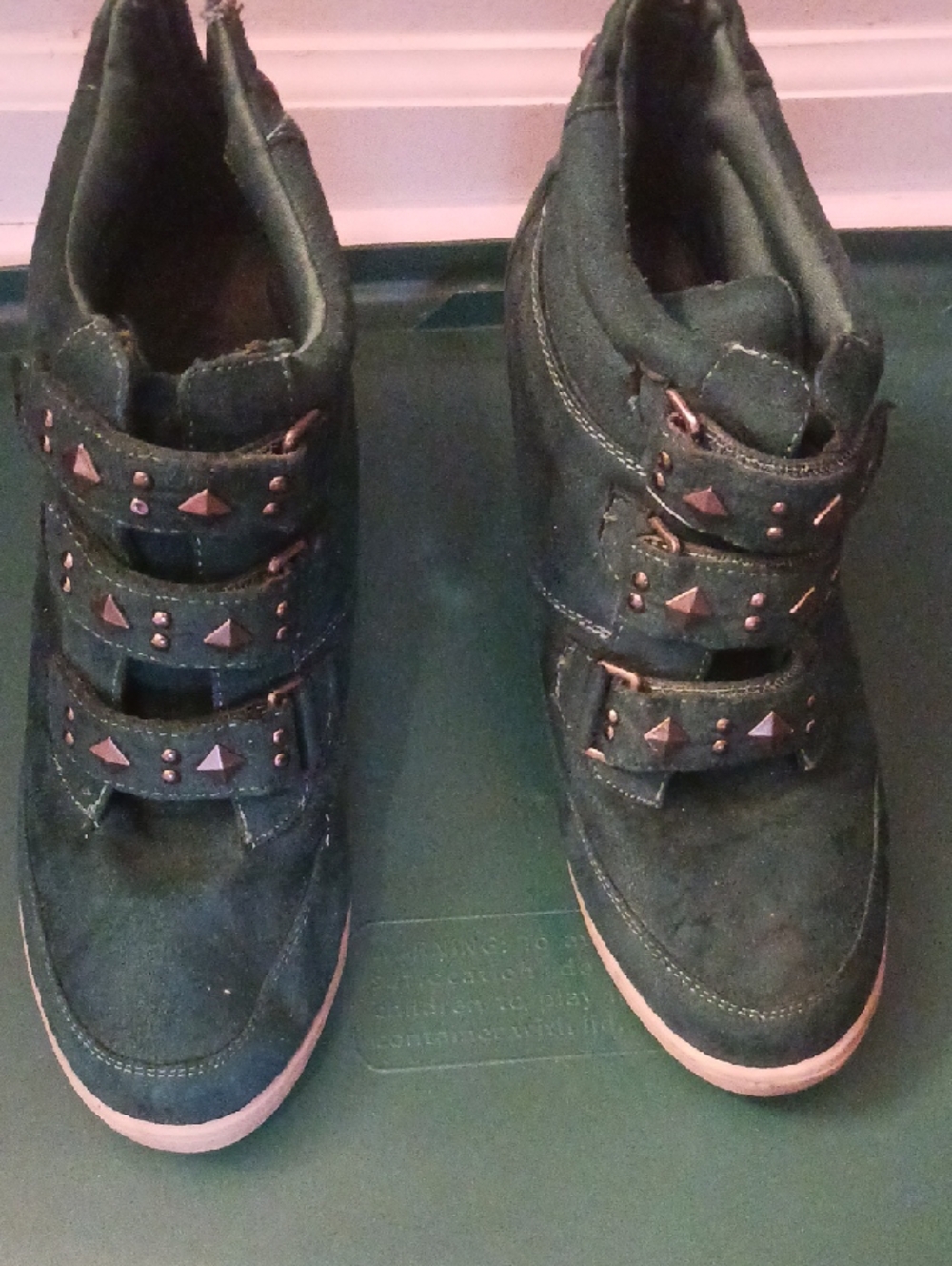 Candies  Sneakers in Dark Green with Rose-Gold Studs